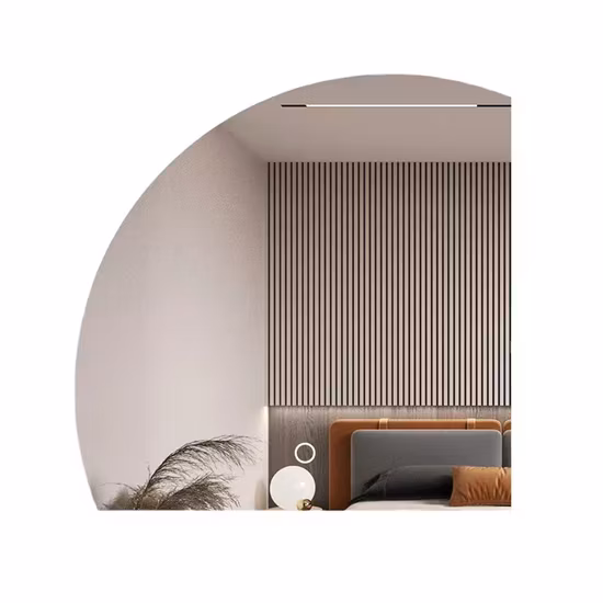 Specchio a mezzaluna da bagno intelligente, decorativo, senza cornice, con sensore tattile, montato a parete, con luce LED e Bluetooth