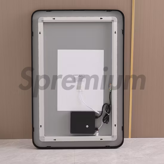 ETL CE Grande pannello a parete con luce tattile antiappannamento rettangolare per bagno retroilluminato a LED con cornice in alluminio e specchio con luci