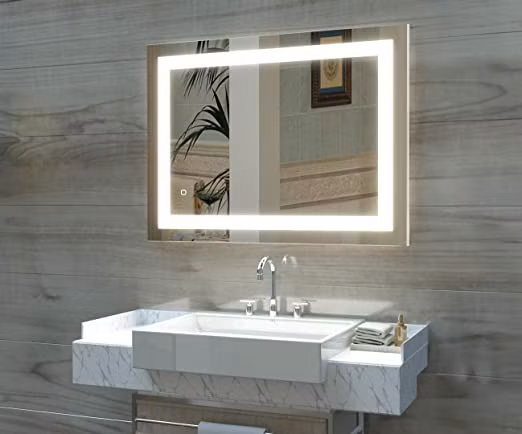 Specchio da bagno con specchio da parete senza cornice
