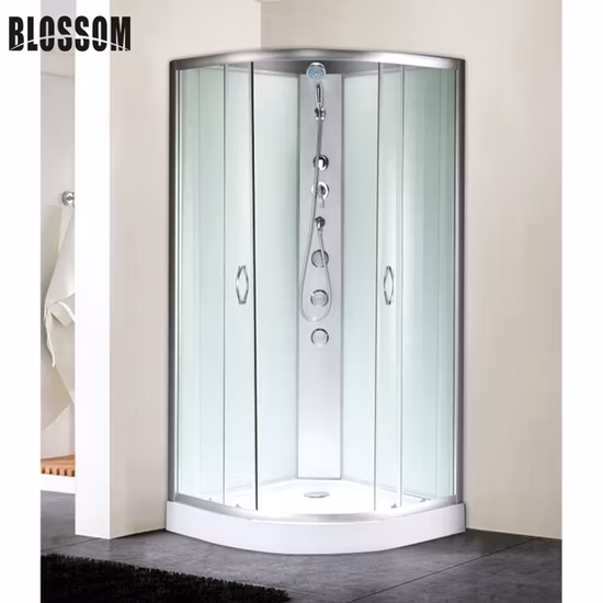 Cabina doccia in vetro temperato con idromassaggio completo in alluminio cromato di lusso