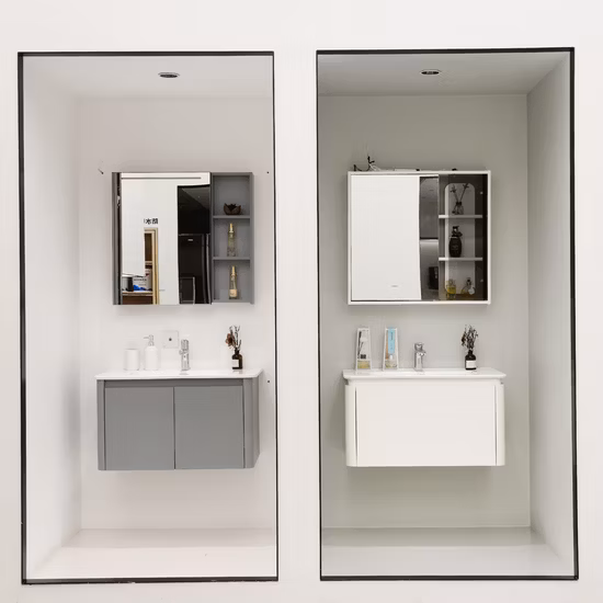 Mobiletto da bagno con montaggio a pavimento in compensato MDF