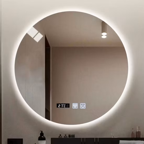 Specchi cosmetici decorativi moderni per il bagno. Specchio da parete Espejo con cornice in alluminio nero. Specchio LED