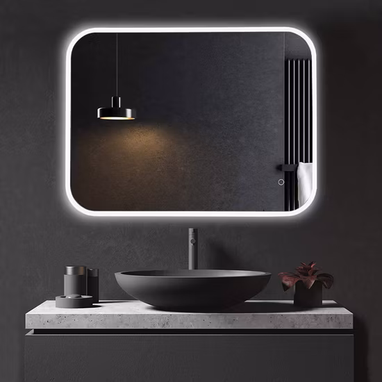 Specchio luminoso da parete per bagno a LED in vetro intelligente per la decorazione domestica all'ingrosso